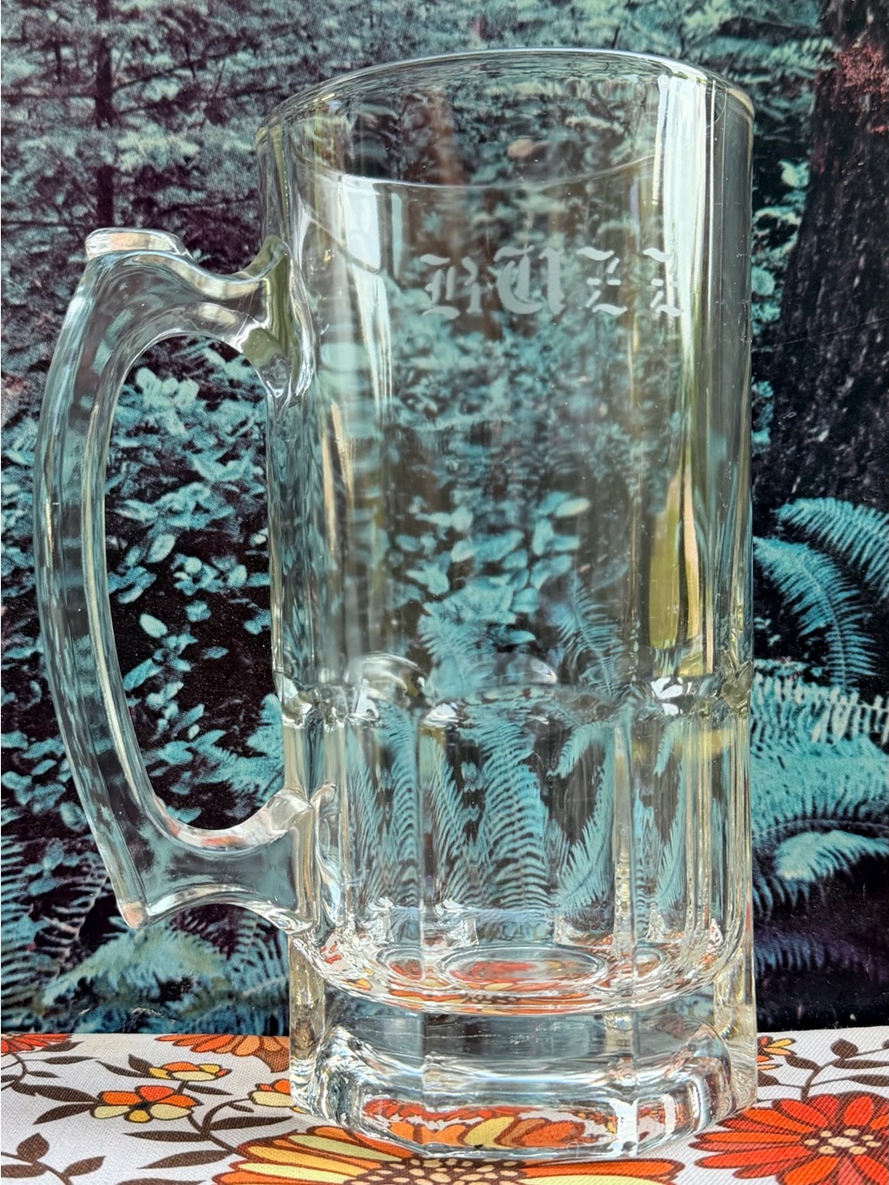 🍺 Vintage Handled Beer Mug; Etched and Frosted Personalization; “BUZZ” 🍺